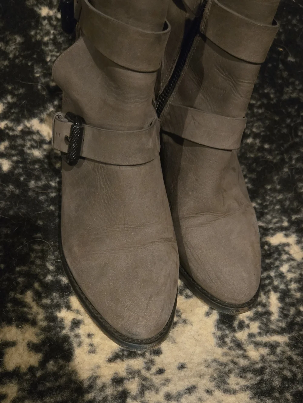 All Saints Women's Gray Buckle Ankle Boot - Stylish Casual Heeled Bootie